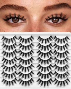 Losha Eyelashes Natural Look Faux Mink Lashes Pack Handmade Fluffy False Eyelashes 14 Pairs Eye Lashes (F69)
