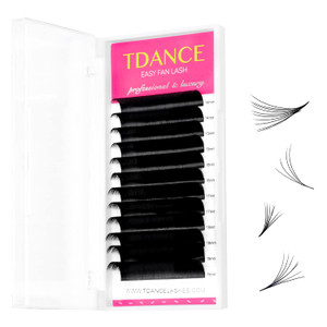 TDANCE Easy Fan Lash Extension Rapid Blooming Volume Eyelash Extensions C CC D DD J B L Curl 0.03-0.12mm Thickness Easy Fan Volume Lashes Self Fannin
