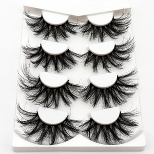 Losha 25mm Lashes Big Fluffy False Eyelashes 3D Dramatic Long Volume Faux Mink Lashes Pack 4 Pairs