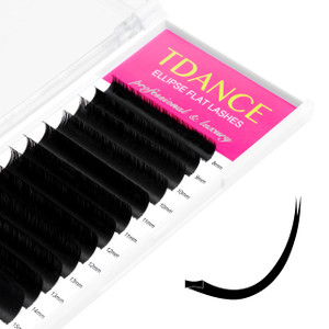 TDANCE Classic Lash Extensions Flat Lashes Eyelash Extensions 0.15mm D Curl Ellipse Eyelash Extensions 8-15mm Mixed Black Matte Individual Lashes Sal
