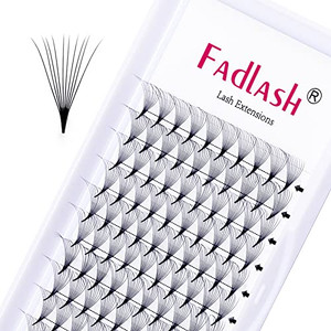 Lash Extensions Premade Fans 10D 0.07 Volume Lash Extensions C Curl 15mm Pointed Base Middle Stem Volume Fans Eyelash Extensions Supplies (10D-0.07-C