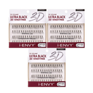 i-ENVY 2X Volume 3D Ultra Black Individual Lashes (3 PACK, Knot Free - Long)