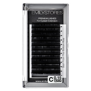 EMILYSTORES Eyelash Extensions 0.15mm Thickness C Curl 12mm Length Individual Volume Natural Eyelashes For Lash Extensions(0.15,C,12mm)