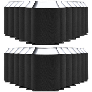 WhaleSiper 25-Pack Black Blank Beer Can Cooler Sleeves, Collapsible Foam Insulated Can Sleeves for 12oz & 16oz Soda, Beer & Water Bottles, HTV & Subl