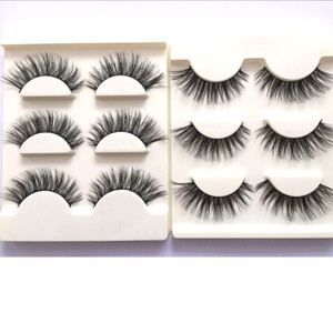 Imported Korea Fiber Faux Mink False Eye lashes Handmade Reusable Long Cross Volume Dramatic Lashes Natural Look Makeup Thick Black Fake EyeLashes