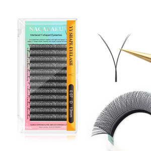 NAGARAKU yy Eyelash Extensions Supplies y lash 0.07mm D curl 13mm Premade Fans 4D Russian Volume Y Shape Faux Mink Matte 12 rows Cluster pre Fanned W