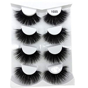 HBZGTLAD NEW 4 Pairs 3D Mink Hair False Eyelashes Criss-cross Wispy Cross Fluffy length 25-30mm Lashes Extension Handmade Eye Makeup Tools (1035)