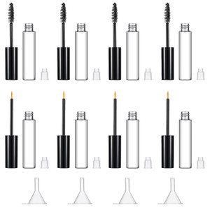 Patelai 12Pcs 10ml Empty Mascara Tubes Set Includes 4 Eyelash Serum Container Bottles, 4 Liquid Eyeliner Containers, 4 Funnels for Castor Oil DIY Mas