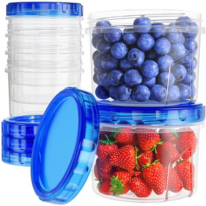 Freezer Storage Containers, [6 Pack-16 Oz] Airtight Plastic Food Storage Containers with Twist Top Lids, Soup, Meal Prep Containers | BPA Free | Stac