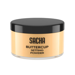 Sacha BUTTERCUP Setting Powder. No Ashy Flashback. Blurs Fine Lines and Pores. Loose, Translucent Face Powder to Set Makeup Foundation or Concealer.