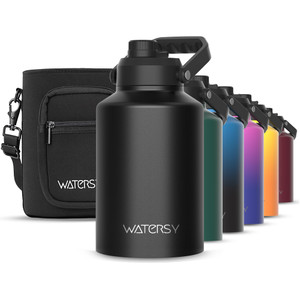 WATERSY 1 Gallon Water Bottle Insulated(Cold for 48 Hrs),BPA Free&Leak Proof,128oz Stainless Steel Water Jug with Handle for Gym,Hiking,Camping&Trave