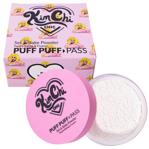 KimChiChic Beauty Puff Puff Pass Set and Bake Setting Powder for Makeup, Extra Fluffy Loose Face Powder Poof, Soft Natural Face Makeup for Uneven Ski
