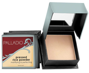 Palladio Pressed Rice Powder, Face Mattifying Setting Powder, Oil Absorbing, Poreless Makeup Foundation Perfecting, Facial Blotting Compact with Mirr