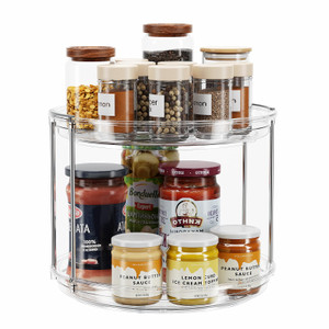 LAMU 2 Tier Lazy Susan Turntable Organizer 9.25'' Rotating Spice Rack Organization for Cabinet, Kitchen, Pantry, Countertop, Bathroom, Vanity, Medici