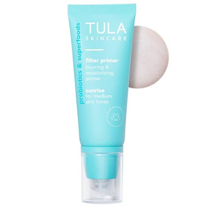 TULA Skin Care Face Filter Blurring and Moisturizing Primer - Sunrise, Evens the Appearance of Skin Tone & Redness, Hydrates & Improves Makeup Wear,