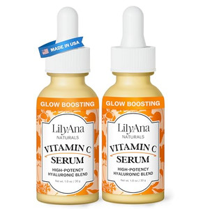 LilyAna Naturals Vitamin C Serum for Face - with Hyaluronic Acid and Vitamin E, Anti Aging Serum, Reduces Age Spots and Sun Damage, Promotes Collagen