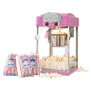 Popcorn Popper Machine-4 OZ Vintage Professional Popcorn Maker Theater Style with Nonstick Kettle Warming Light and Serving Scoop. (Pink)