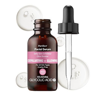 Purifect Glycolic Acid Exfoliating Face Serum  Smooth & Glowing Skin Support with Vitamin E  Made in USA  With Allantoin & Glycine Soja (Soybean)