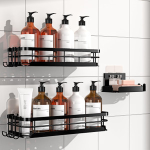 Getsrichfc Large Capacity Shower Caddy, Heavy-Duty Adhesive Shower Organizers with Custom Aesthetic Design Soap, No Drilling Corner Shower Shelves, 5