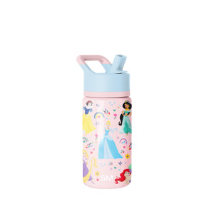 Simple Modern Kids Summit Water Bottle with Straw Lid | Disney Princess 14oz Stainless Steel Cup Insulated Tumbler for Girls, School | Princess Rainb
