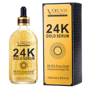 Voluxss 24K Gold Serum for Face,Skin Brightening Anti Aging Face Serum Moisturizer with Vitamin C,Hyaluronic Acid & Argan Oil for Dark Spots & Fine L