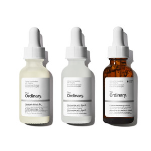 The Ordinary Serum Favorites Set  Hyaluronic Acid 2% + B5, Niacinamide 10% + Zinc 1%, Caffeine Solution 5%  Eye and Face Serums for Hydrating, Brig