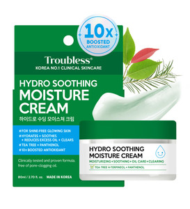 Troubless Hydro Soothing Moisture Cream - Deep Hydration & Skin Barrier Cream for Face w/ 10,000 ppm Panthenol & Tea Tree 4-Terpineol - Soothing & No