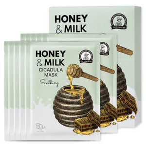 BOM COSMETICS Honey & Milk Cicadula Mask 10ea 0.85 fl. oz Skincare Face Mask for Hydrating & Nourishing Skin, Honey and milk protein extract for Wome