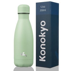 Konokyo Insulated Water Bottles,12 oz Double Wall Stainless Steel Vacumm Metal Flask for Sports Travel,Macaron Green