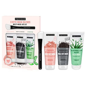 Freeman Exotic Blends Facial Mask 4 Piece Set, Peel-Off & Jelly Masks, Cleansing, Pore-Clearing & Hydrating Facial Masks, For All Skin Types, Include