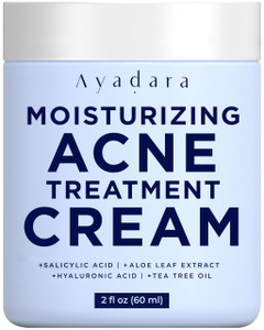 Moisturizing Acne Cream, Salicylic Acid Face Moisturizer for Oily & Acne-Prone Skin, Helps with Pimples, Blackheads, Whiteheads, Hormonal & Cystic Ac