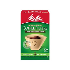 Melitta #2 Cone Coffee Filters, Natural Brown, 100 Count - Fits all 2-6 Cup Cone Coffee Makers and 1-cup Pour-Over Brewers, Compostable, Tear-Resista