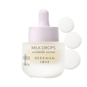 Beekman 1802 Milk Drops Ceramide Facial Serum  Hydrating Barrier Serum with Goat Milk, Ceramides, Squalane & Hyaluronic Acid  Lightweight, Non-Grea