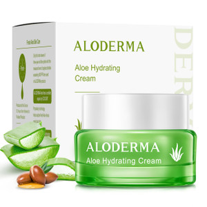 Aloderma Hydrating Face Cream for Dry Skin Made with 65% Organic Aloe Vera - Natural Hydration with Hyaluronic Acid & Arginine - Nourishing Aloe Vera