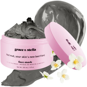 grace & stella Dead Sea Mud Mask (120ml) - Vegan Detox Dead Sea Mask - Clay For Face And Body - For Oily Skin, Acne, Blackheads, Blemishes, Bacne