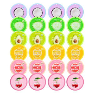 SpaLife Beauty Fruit Facial Sheet Masks 24 Pack  Face Masks Skincare Set  Hydrating Face Masks  6 Natural Fruit Extract Formulas  Orange, Grapefr