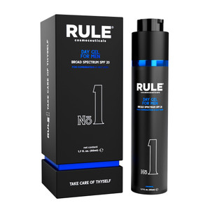 RULE COSMECEUTICALS No.1 Day Gel for Men, 10-in-1 Anti-Aging Face Moisturizer to Reduce Wrinkles, SPF 20, Collagen, Vitamins B, C & E - Combination &