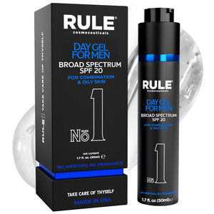 RULE COSMECEUTICALS No.1 Day Gel for Men, 10-in-1 Anti-Aging Face Moisturizer to Reduce Wrinkles, SPF 20, Collagen, Vitamins B, C & E - Combination &