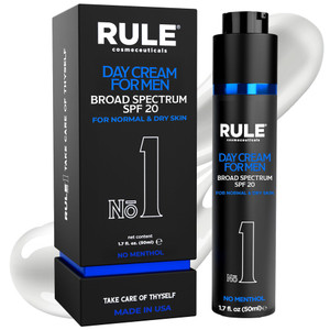 RULE COSMECEUTICALS No.1 Day Cream for Men, 10-in-1 Anti-Aging Face Moisturizer to Reduce Wrinkles & Dryness, SPF 20, Collagen, Vitamins B, C & E - N