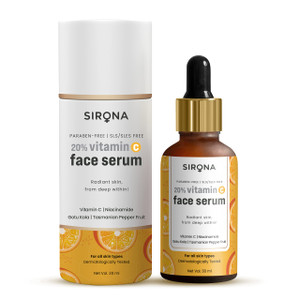 Sirona 20% Vitamin C Face Serum for Men & Women  30 ml for Repair Skin Damage, Heals Dark Spots & Makes Skin Radiant | with Niacinamide, Gotu Kola &