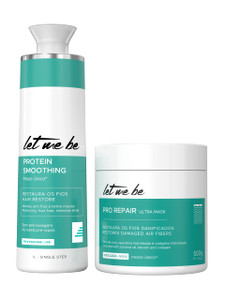 Let Me Be Smoothing Protein 1L/33.8fl.oz + Deep Repair Mask 500ml/16.90fl.oz Haircare Duo - Professional Strength Treatment and Mask