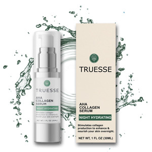 TRUESSE AHA Collagen Serum - Serum for Face - Collagen Peptide - Nighttime Moisturizer - Anti-Aging Serum - Overnight Facial Serum, 1 fl oz
