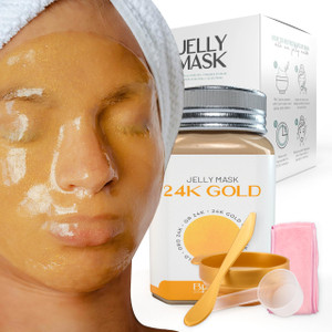 BRUUN Peel-Off 24K Gold Jelly Mask for Face Care  A 23 fl oz Rubber Mask Jar for 30 to 35 Treatments  A Skin Care Moisturizing Gel Mask of Spa Set