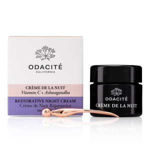 Odacité Night Cream with Vitamin C & Ashwagandha - Creme De La Nuit Glow Recipe - Anti Aging Facial Moisturizer for Dry Skin, Wrinkles, Fine Lines, D