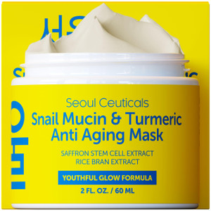SeoulCeuticals Korean Face Mask Skin Care - Snail Mucin Turmeric Mask for Face  Cruelty Free K Beauty Anti Aging Face Mask for Healthy, Youthful Glo