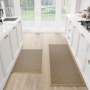 SUMLANS Kitchen Mat Set of 2 PCS, Cushioned Non Slip Rugs for Kitchen Floor, Absorbent Runner Comfort Standing Mats Washable for Kitchen, Office, Hom