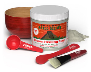 Aztec Secret Essential Indian Clay Mask Kit by Etana  100% Natural Calcium Bentonite for Deep Pore Cleansing - Facial, Hair & Body Detox Set With Ac