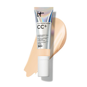 IT Cosmetics CC+ Cream (Fair) - Natural Full Coverage Foundation With SPF 50+, Color Corrector & Anti-Aging Hydrating Serum, Hyaluronic Acid + Peptid