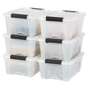 IRIS USA 13 QT Plastic Storage Box with Lid and Latches - 6 Pack - BPA-Free, Discreet Organizing Solution, Durable Nestable Stackable Containers, Sec