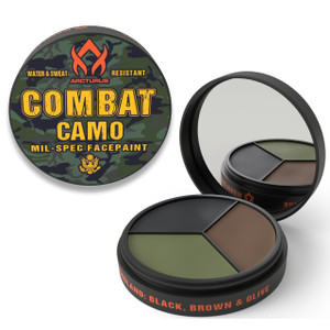 Arcturus 3-Color Camo Face Paint - Water & Sweat Resistant - Built-in Mirror for Easy Field Application
